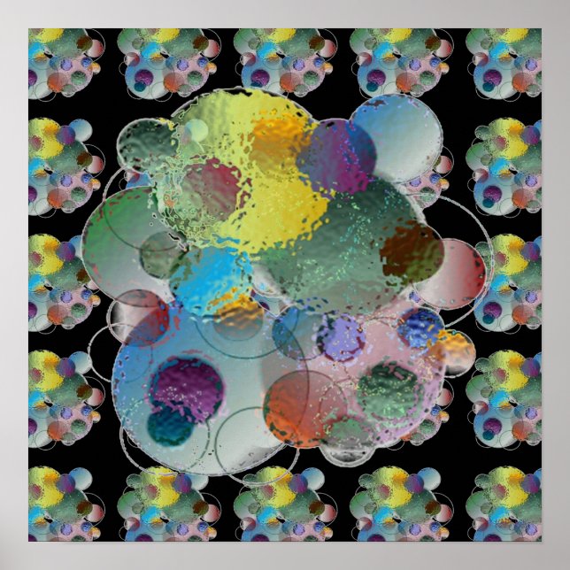 Póster Orbs Planets Resumen de formas (Frente)