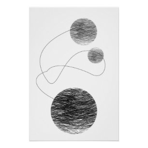Póster Orbs Resumen arte Afinidad Esbozo blanco y negro