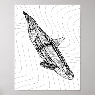 Póster Orca Poster de Coloración para Adultos