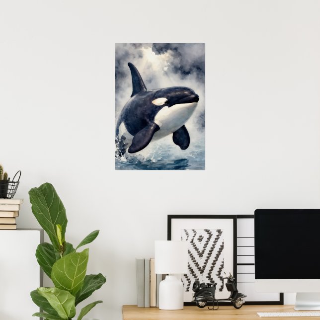 Póster Orca Stormy waves, Poster (Oficina en casa)
