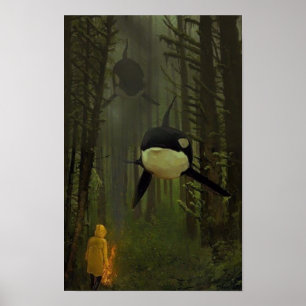 Póster Orcas en un bosque místico