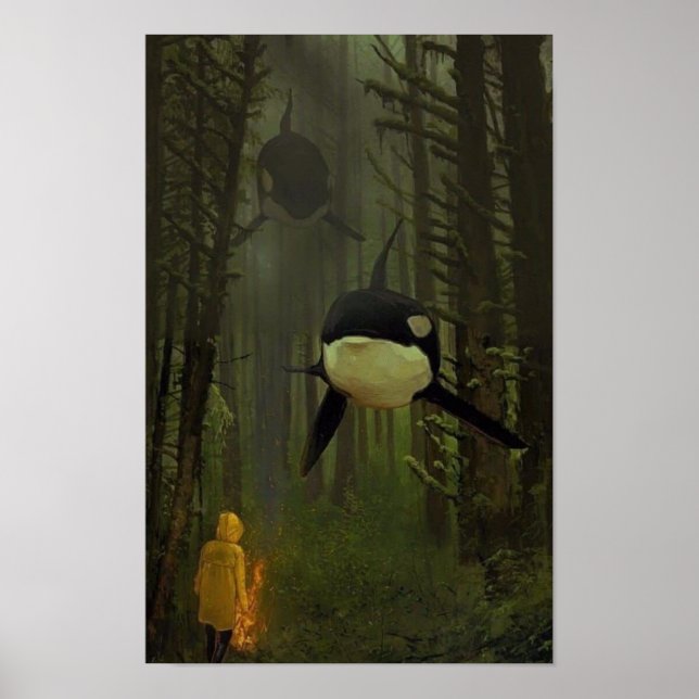 Póster Orcas en un bosque místico (Frente)