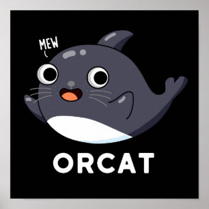 Póster Orcat Funny Cat Orca Pun Dark BG