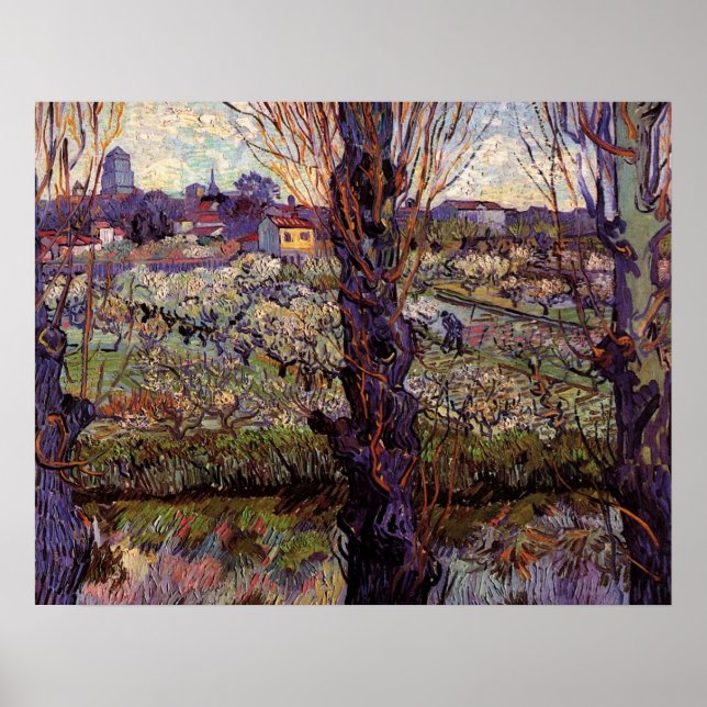 Póster Orchard en Blossom, Arles de Vincent van Gogh (Frente)