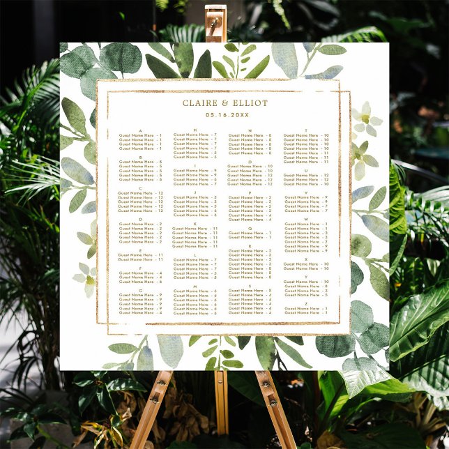 Póster ORDEN ALFABÉTICO Asiento Boda de Verdor de Oro (Subido por el creador)