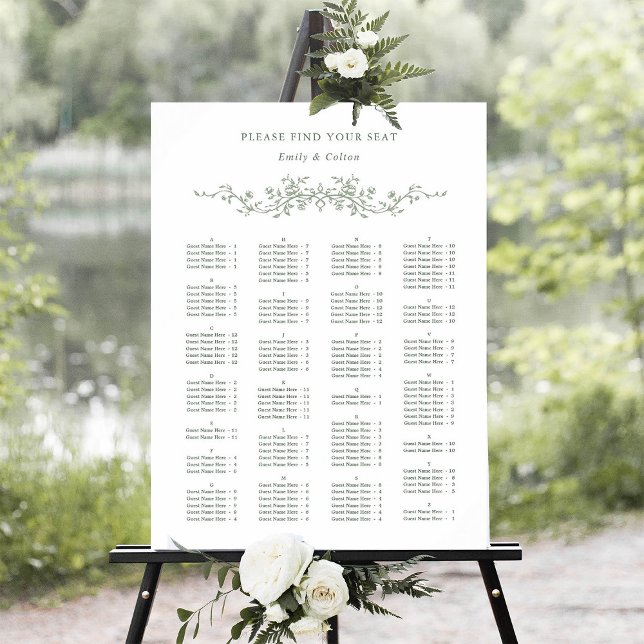 Póster Orden alfabético Sage Green Boda Asiento (Subido por el creador)
