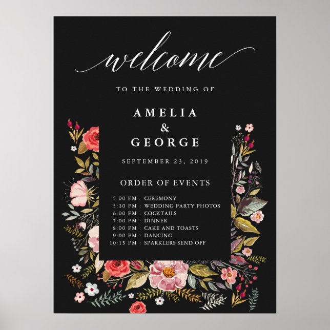 Póster Orden de bienvenida floral de los eventos signo bo (Frente)