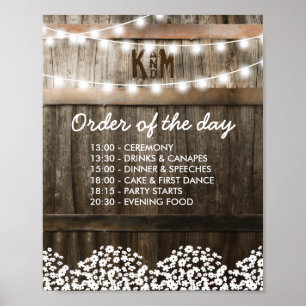 PÓSTER ORDEN DE BODA RÚSTICO DEL DÍA