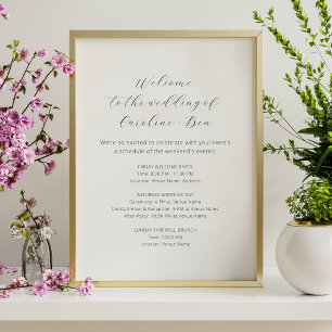 Póster Orden de Eventos de Fin de Semana de Boda Minimali