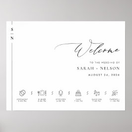 Póster Orden de eventos Signo de bienvenida de Boda con l
