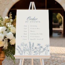 Póster Orden de los eventos Boda Periwinkle Blue Wildflow
