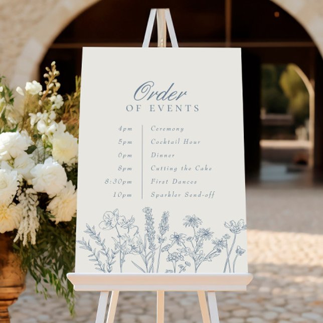 Póster Orden de los eventos Boda Periwinkle Blue Wildflow (Subido por el creador)