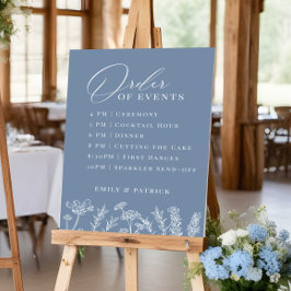 Póster Orden de los eventos Boda Periwinkle Blue Wildflow