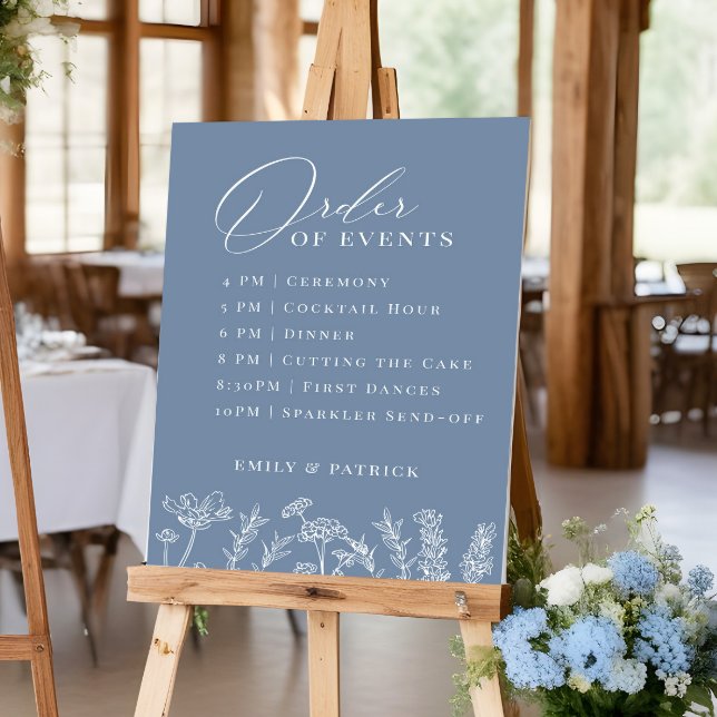 Póster Orden de los eventos Boda Periwinkle Blue Wildflow (Subido por el creador)