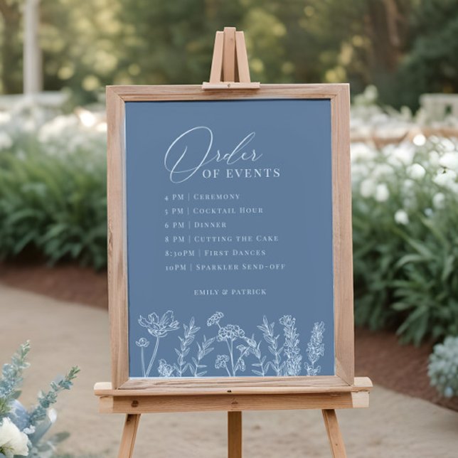 Póster Orden de los eventos Boda Periwinkle Rótulo de flo (Subido por el creador)