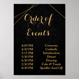 Póster Orden de marco geométrico de moda negro y oro