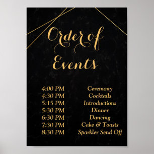 Póster Orden de marco geométrico de moda negro y oro
