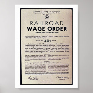 Póster Orden de salarios ferroviarios