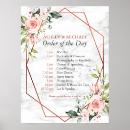 Póster Orden del día de la floral rosa de la Mármol Geomé