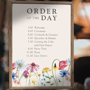 Póster Orden del día de los Bodas florales de la flor sil