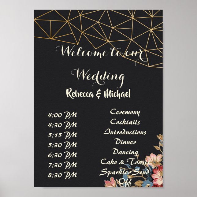 Póster Orden Geométrico Dorado de Eventos P (Frente)