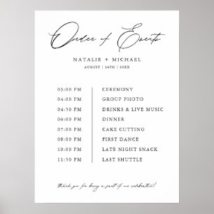 Póster Orden Simple De Eventos Boda Programar Línea De Ti