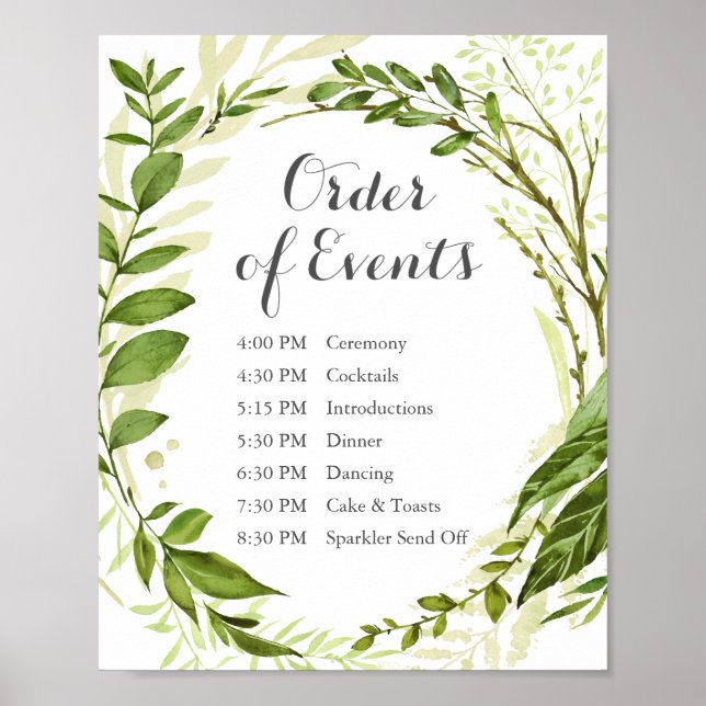 Póster Orden verde Boda de eventos Rótulo la vegetación r (Frente)