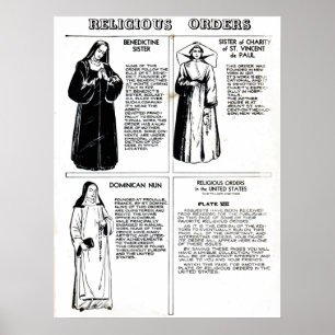 Póster Órdenes religiosas Nuns benedictinos