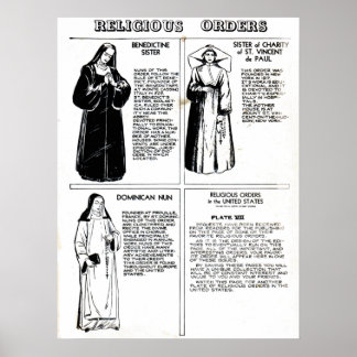 Póster Órdenes religiosas Nuns benedictinos