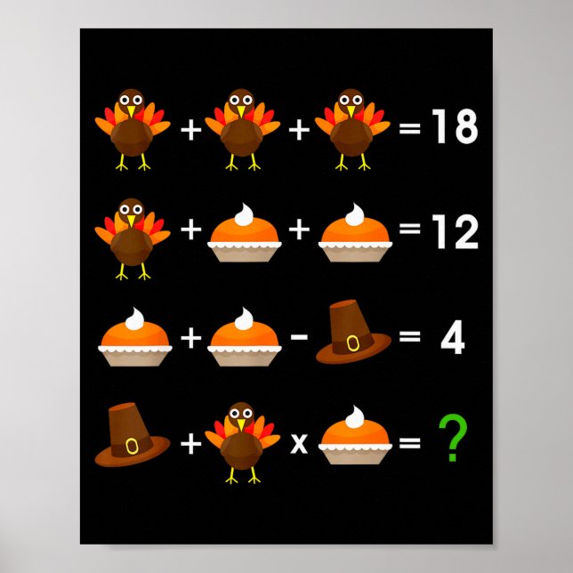 Póster Order Of Operations Thanksgiving Quiz Funny Math T (Frente)