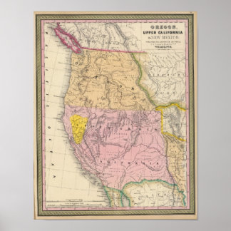 Póster Oregón, California Alta y Nuevo México