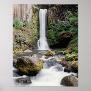 Póster Oregón, Cataratas Toketee y formaciones de roca ba