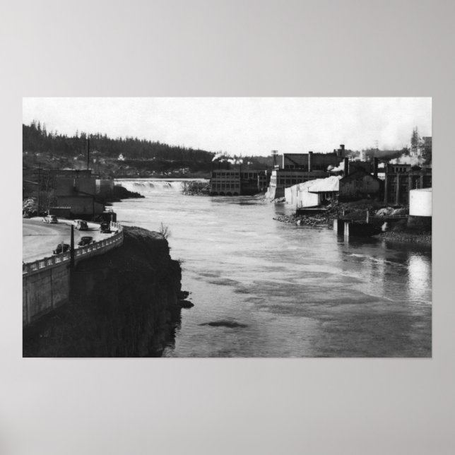 Póster Oregon City, OR Willamette Falls and Paper Mills (Frente)