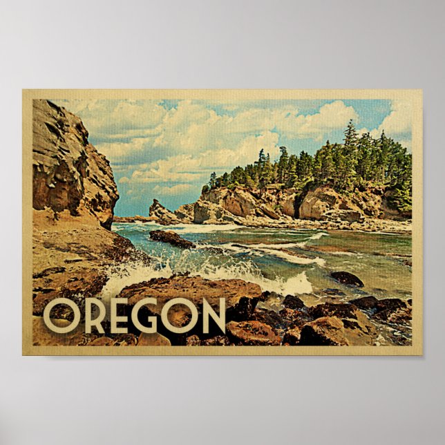 Póster Oregon Poster Viajes Vintage Naturaleza oceánica (Frente)
