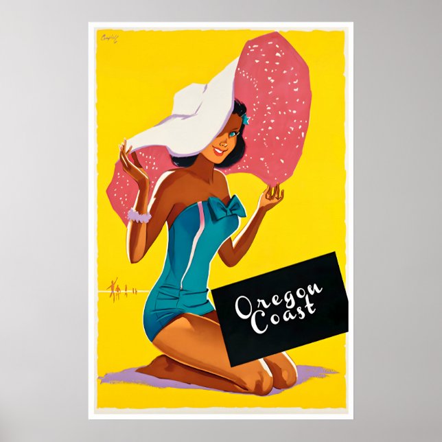 Póster Oregon Travel Poster Oregon Coast Art Summer Beach (Frente)