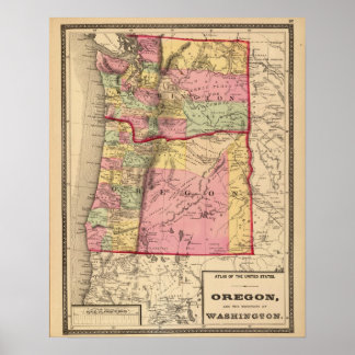 Póster Oregón y el Territorio de Washington