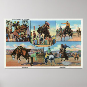 Póster OregonScenic Views of Rodeo Bronco Busters