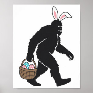 Póster Orejas de conejito de Sasquatch de pie grande con