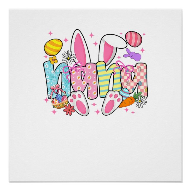 Póster Orejas de conejito Easter Nana lazo Coquette conej (Anverso)