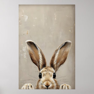 Póster Orejas de conejo de Pascua, conejo rústico vintage