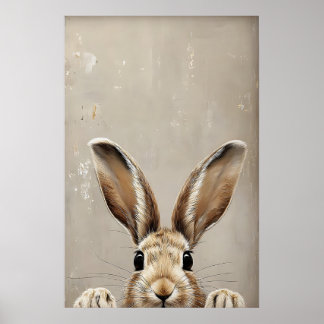 Póster Orejas de conejo de Pascua, conejo rústico vintage