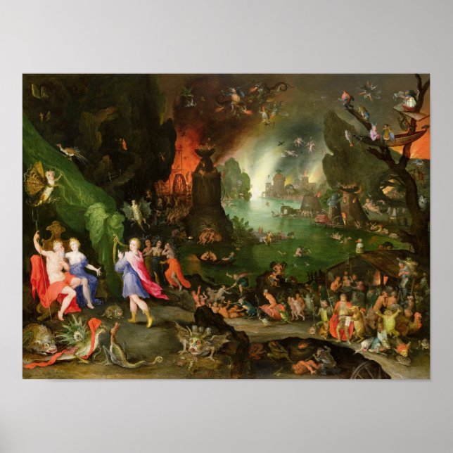 Póster Orfeo con arpa jugando a Plutón (Frente)