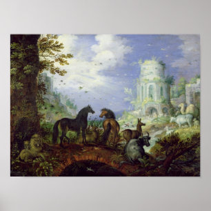 Póster Orfeo que encanta los animales, 1626
