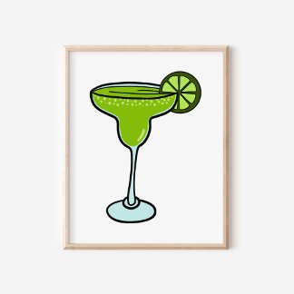 Póster Organic Hand-Drawn Margarita Art
