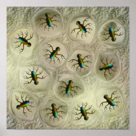 Póster Organismos microscópicos abstractos en matriz celu