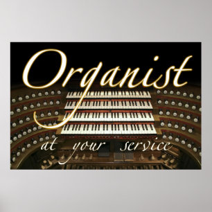 Póster Organista en su poster de servicio