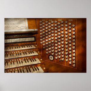 Póster Organista - Listo en los controles
