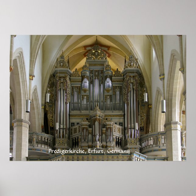 Póster Órgano en el Predigerkirche, Erfurt, Alemania (Frente)