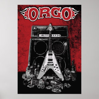 Póster ORGO - Amp, Guitar y Booze Rojo