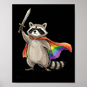 Póster Orgullo Al Amanecer Divertido Mes Lgbtq Mapache Ar